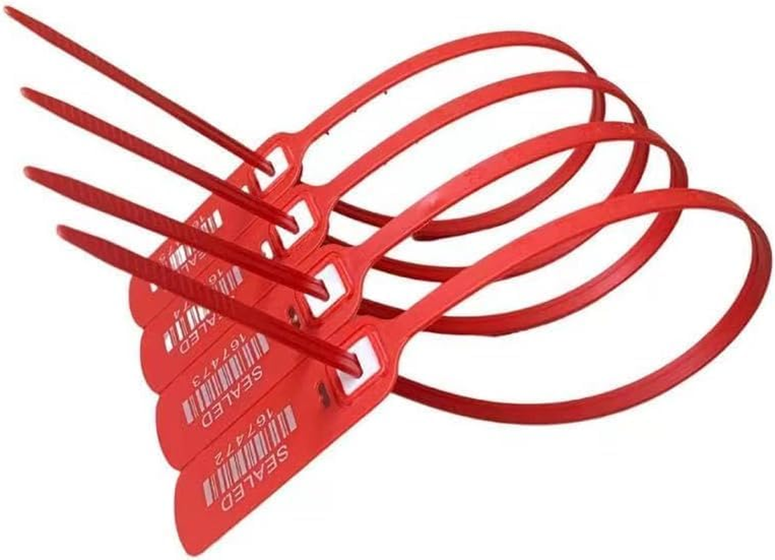 ZWL100 PCS Red Plastic Trailer Seals Truck Door Seals Tamper Seals Tags, Security Disposable Numbered Plastic Zip Ties, Safety Seals for Fire Extinguishers & Shipping 400Mm image number 2