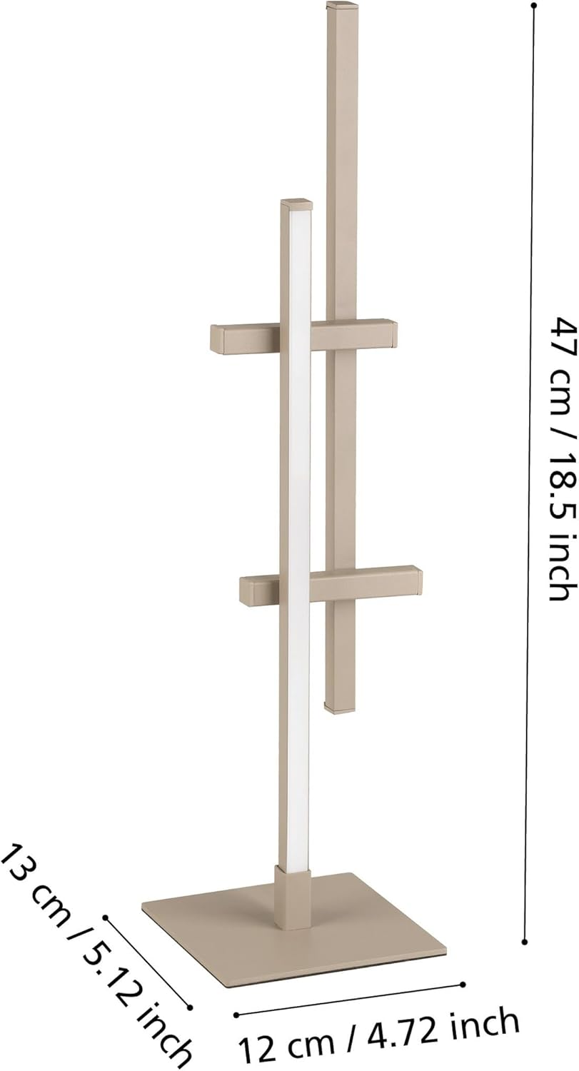 Eglo LED Table Lamp Trepiliano, Bedside Lamp Rod Shape, Design Table Light Windowsill Metal Sand Colour, Warm White, H 47 Cm image number 1