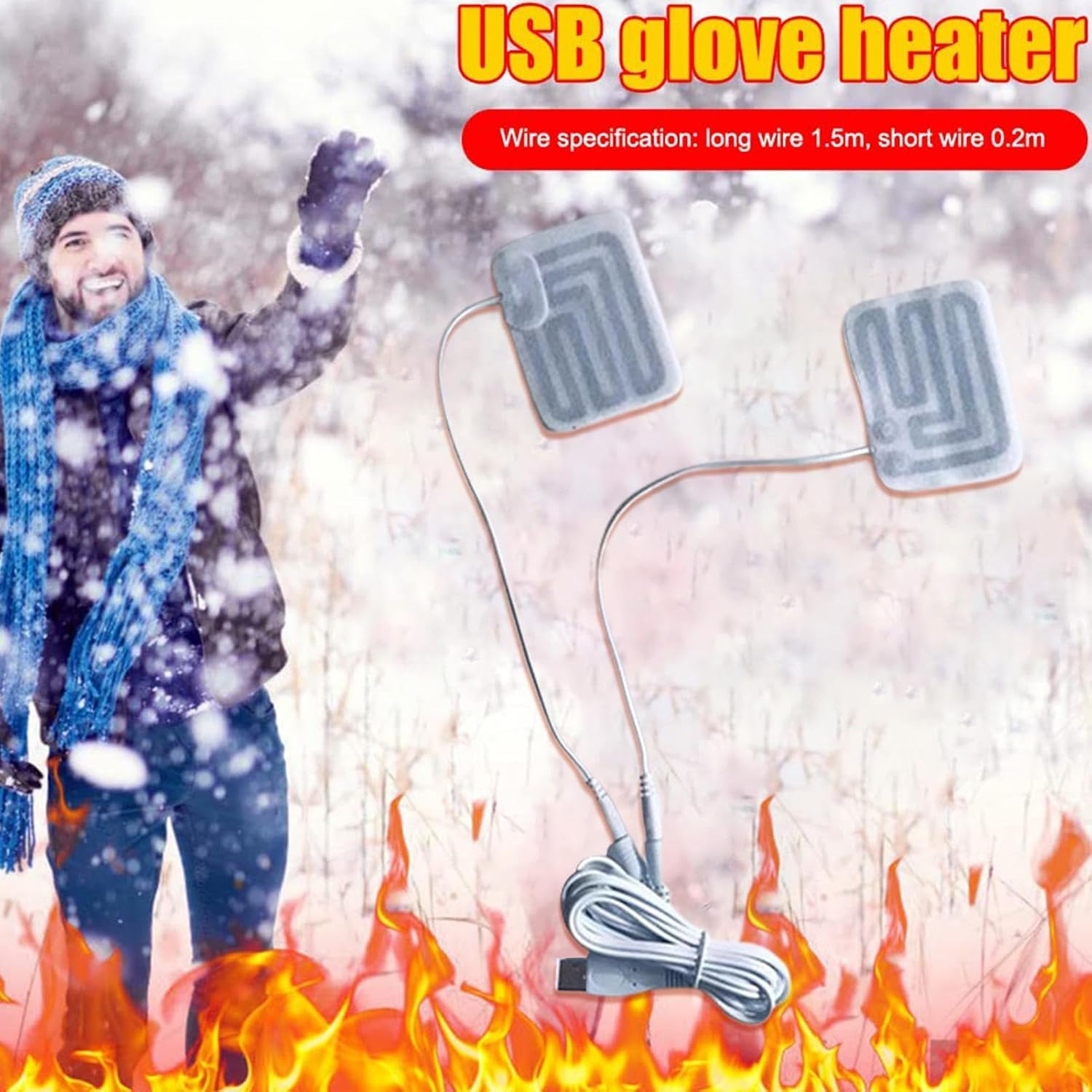 Electric Heated Thin Gloves - Uniform Heating Gloves Heater,Lightweight Gloves Pad for Winter Sports Outdoor Camping Hiking Picnics image number 4