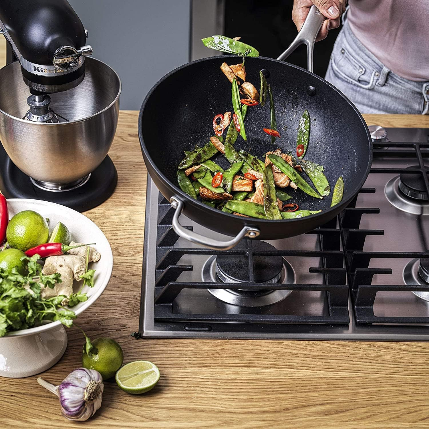 Kitchenaid Skillet 28Cm/4.6 L Stew Pan with Stainless Steel Handle and Lid, High Strength Aluminium, Induction Oven and Dishwasher Safe, Black