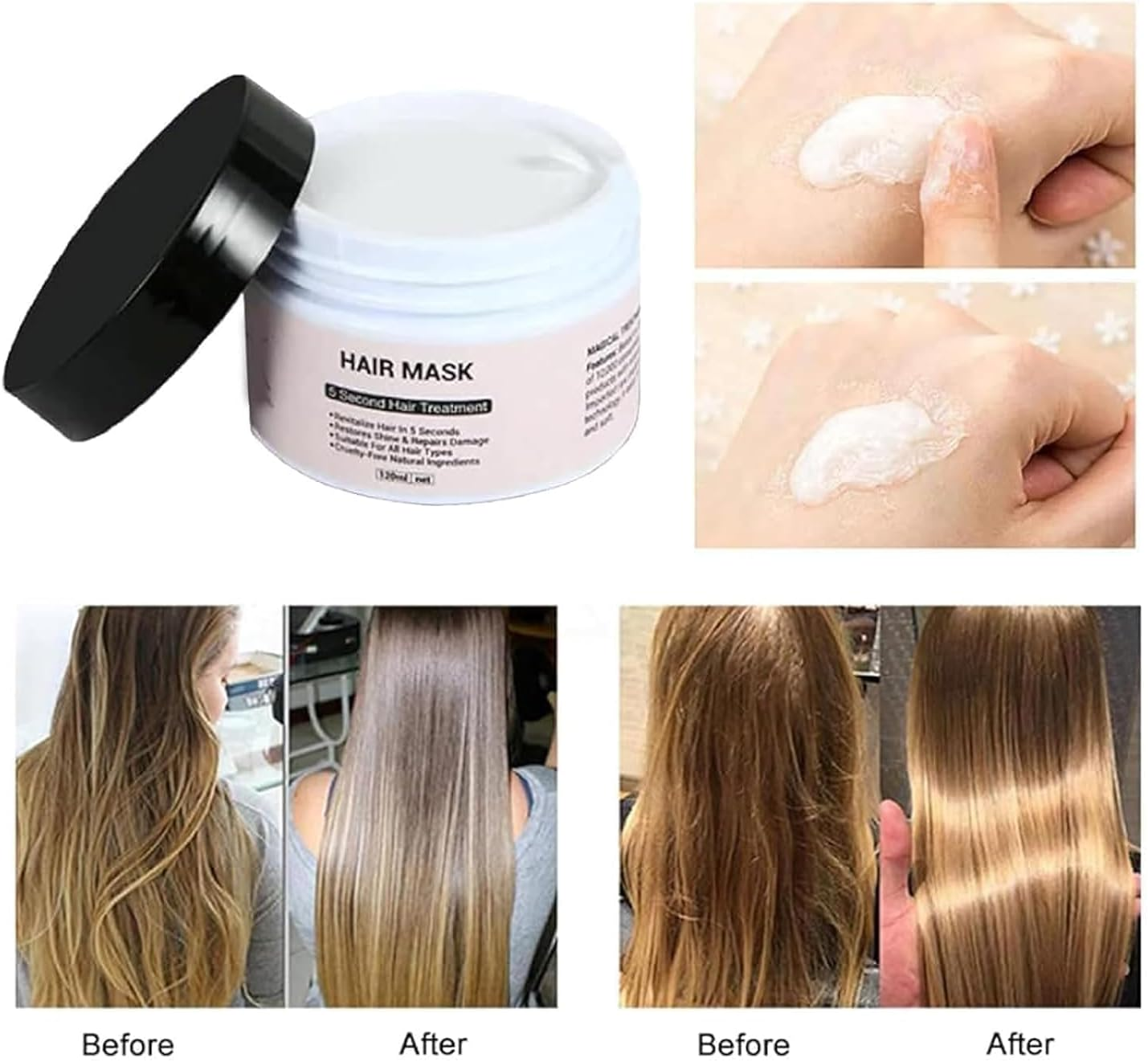 2Pcs Heykeratin 5 Seconds Magical Hair Treatment,Pure Keratin Repair Hair Mask,Instant Magical Hair Treatment for Dry Damaged Hair