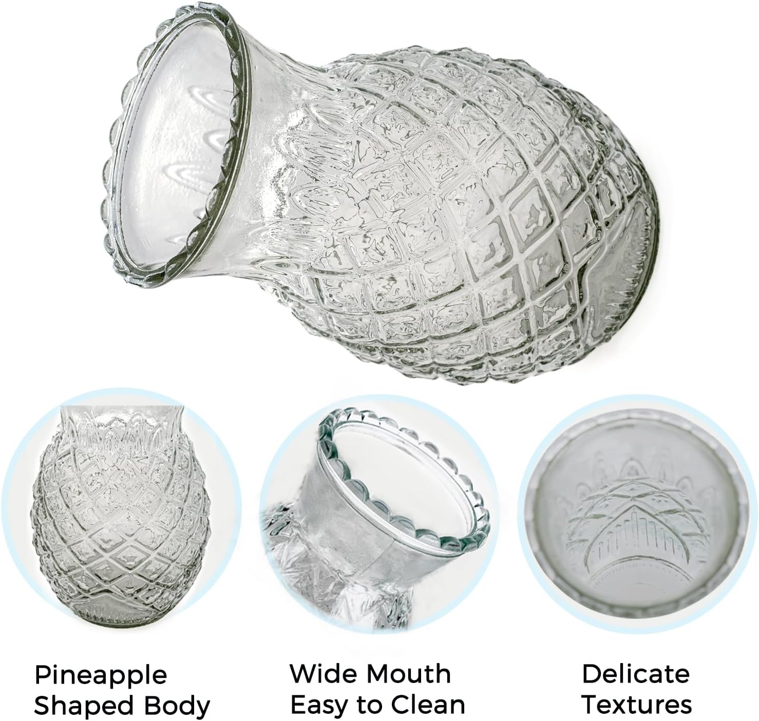 Set of 2 Pineapple Cocktail Glasses, 20 Ounce/570Ml Fun Cocktail Jars Tiki Cups for Bar, Party image number 3