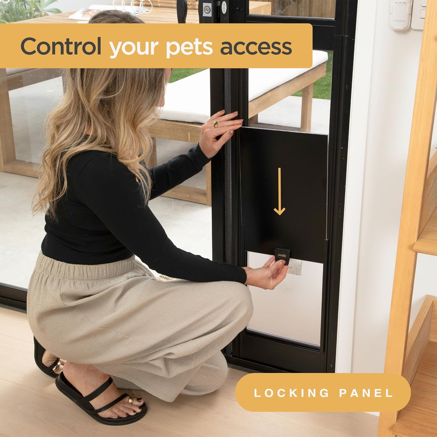 Large Black Glass Patio Pet Door image number 2