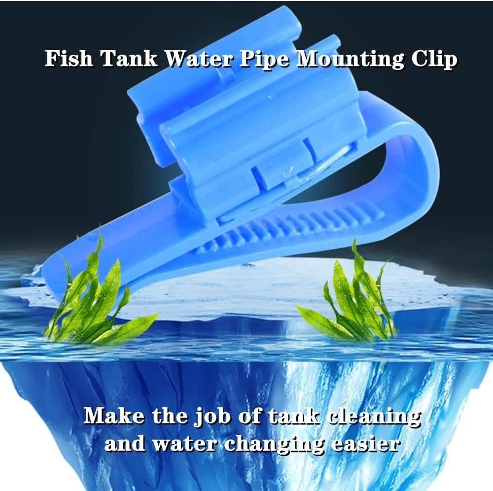 YTRUOYI 6 PCS Fish Tank Hose Holder Adjustable Fish Tank Water Clip Fish Tank Water Pipe Clamp Fish Tank Mounting Clip for Fish Tank and Aquarium(Fit for 8Mm to 16Mm Hoses,Black,Blue) image number 1