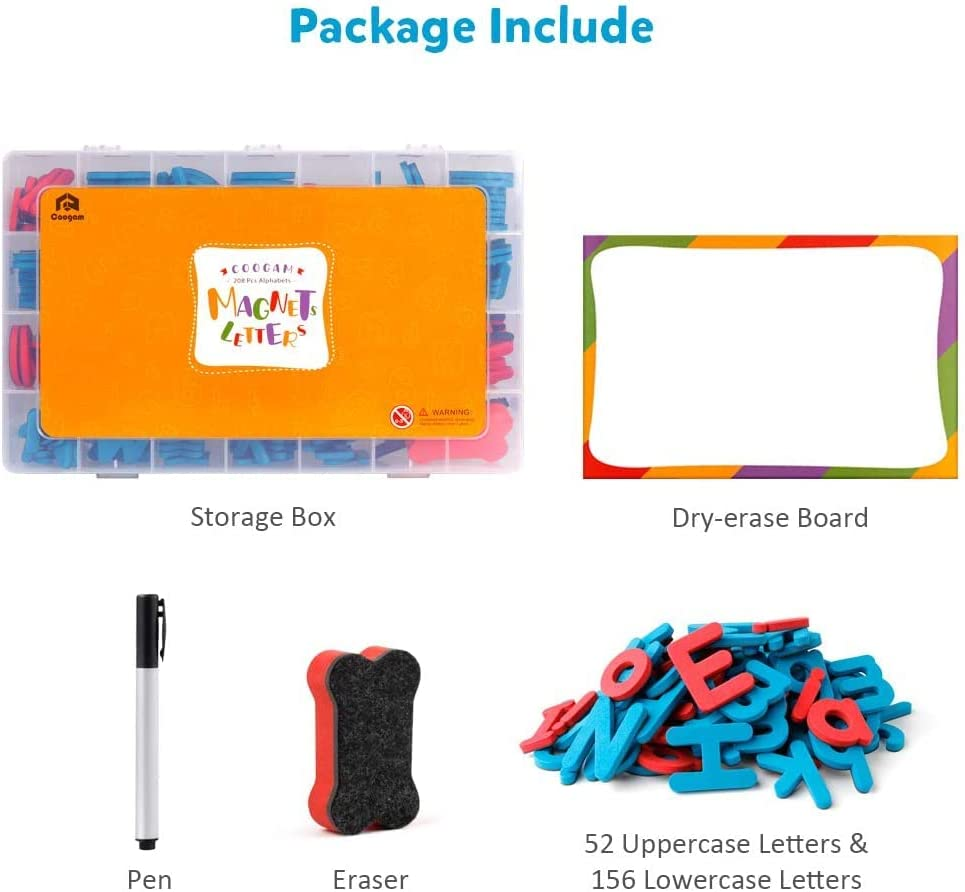 Alphabet Letters 208 Pcs with Writing Board and Storage Box - Uppercase Lowercase Foam Alphabet ABC for Fridge Refrigerator - Educational Toy Set for Classroom Kids Learning Spelling image number 5