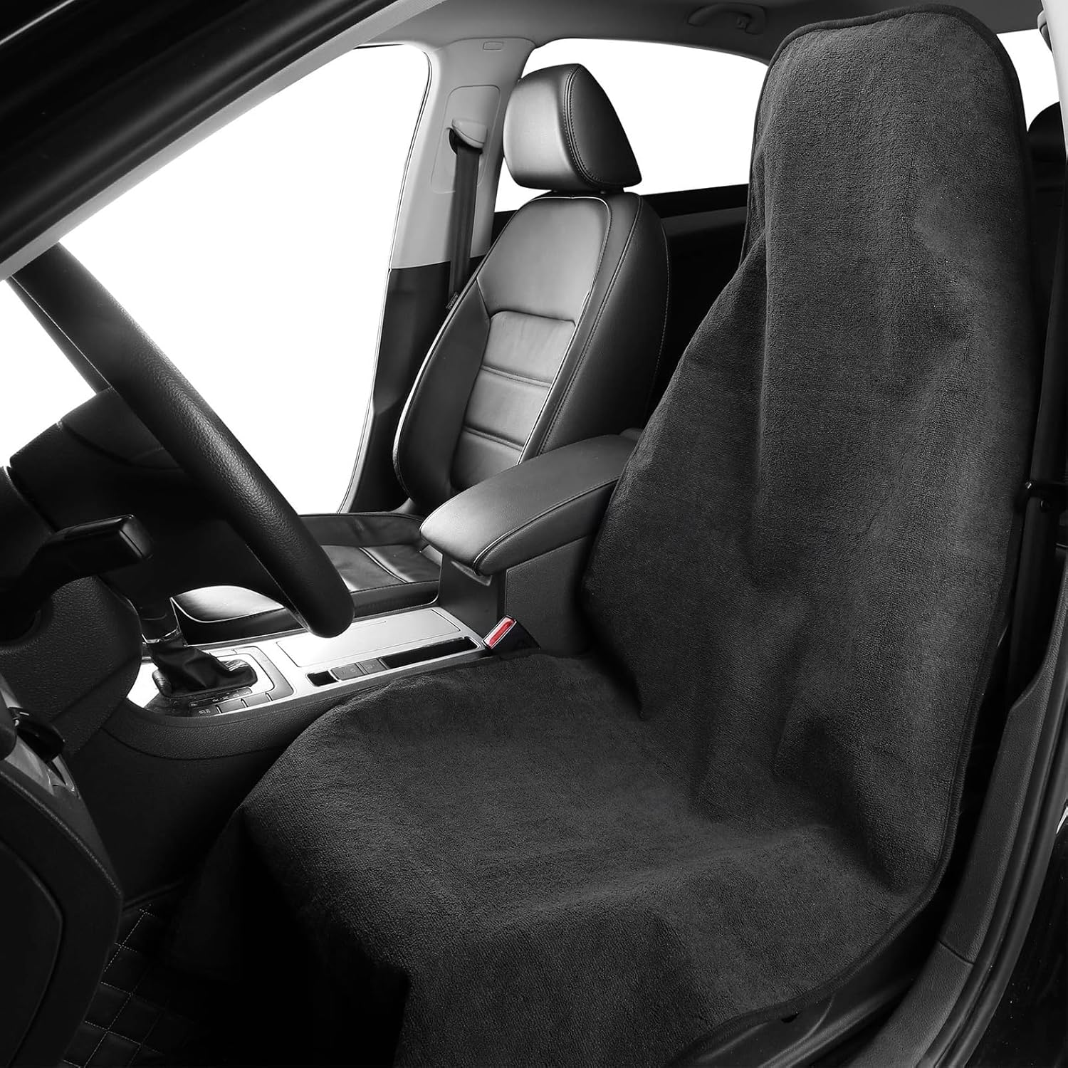 Car Seat Cover, Waterproof Sweat Towel Seat Cover, Black Universal Non-Slip Bucket Seat Protector for Car Truck SUV Seat, Auto Seat Pad for Pet & Kid, for Workout Outdoor Sport Activities (Black)
