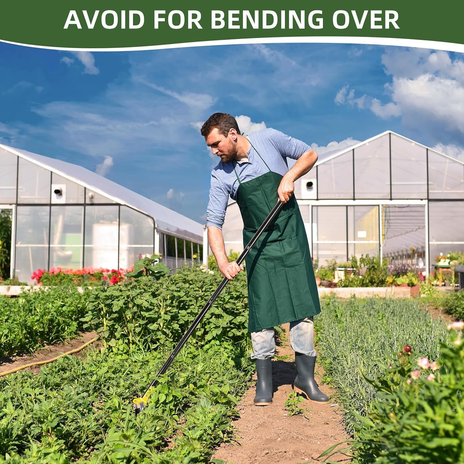 Hoe Garden Tool, XICEN Long Handle Heavy Duty Adjustable Hula Hoe, Gardening Stainless Steel Loop Stirrup Action Hoe, 75-150 Cm(Black) image number 4