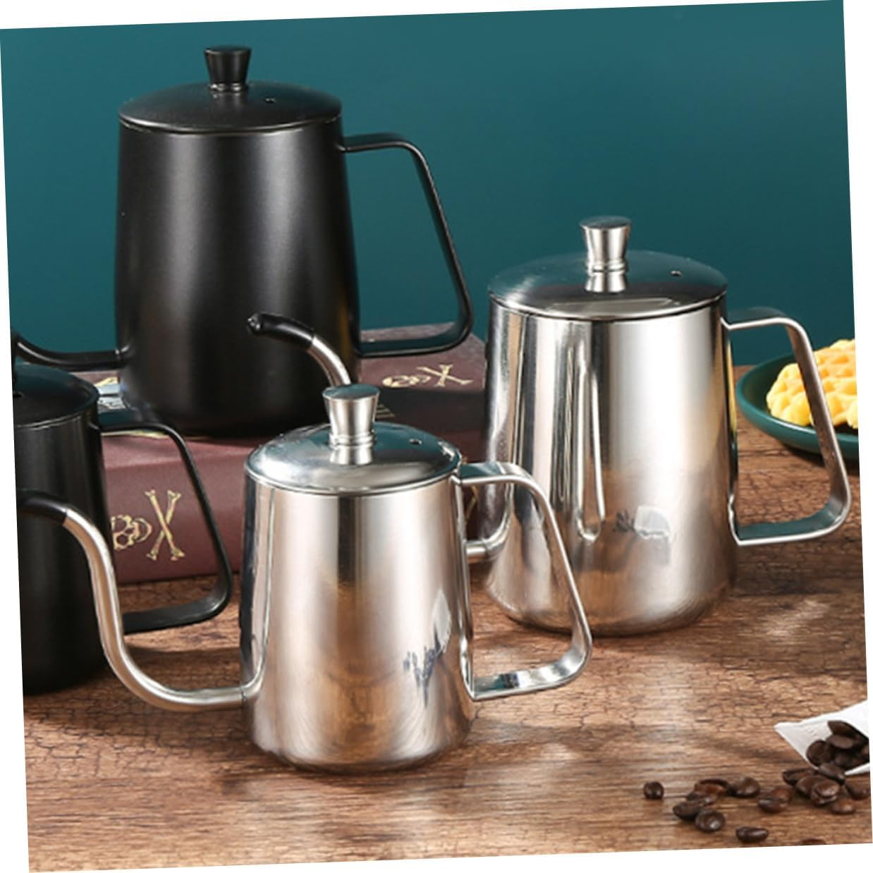 COHEALI Stainless Steel Coffee Kettle with Sealing Lid Thickened Mini Long Spout Drip Pot for Office Tea Brewing Ergonomic Design No Drip Hand Pouring Kettle image number 1