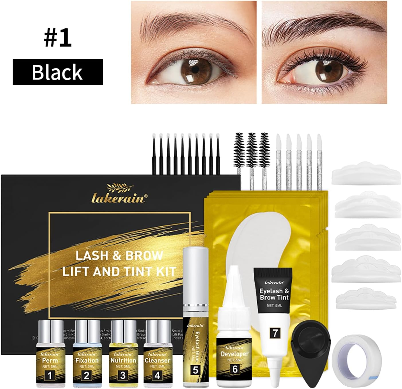 Lash Lift Kit - Eyebrow Lamination, Professional Eyelash & Brow 2 in 1 Perm Set, Eyebrow Lift Kit, Fuller & Thicker Brows Suitable for Salon & Home Use, Lasts for 4-6 Weeks (BLACK) image number 3