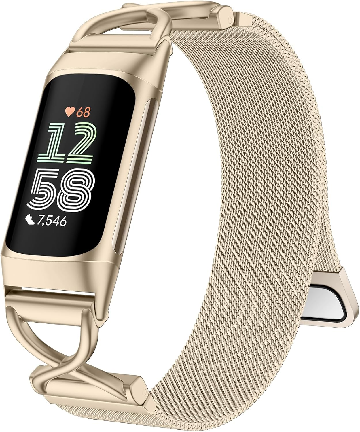 JKD X-Shape Metal Band Compatible with Fitbit Charge 6/ Charge 5 Bands for Women Men, Soft Stainless Steel Mesh Loop Strap Bracelet Wrist Band Replacement for Fitbit Charge 5/ Charge 6 Fitness Tracker