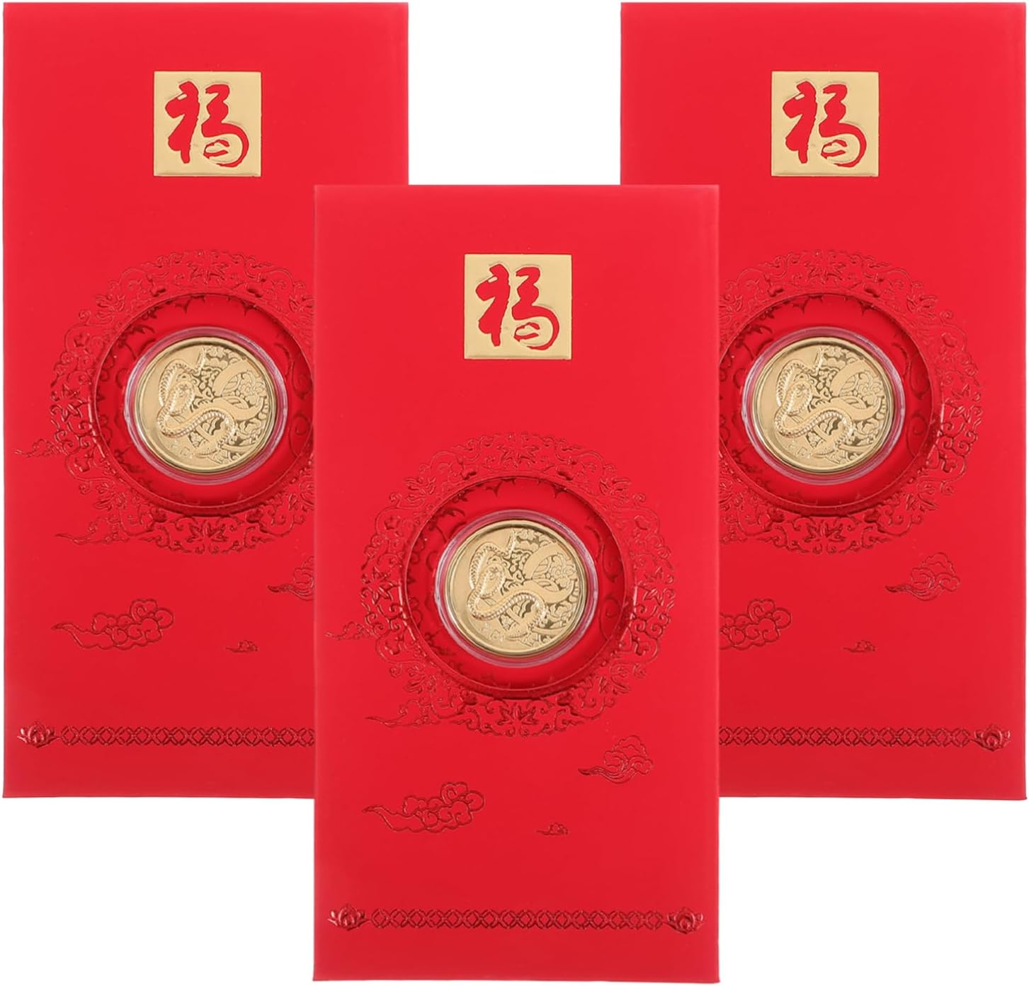 KALLORY Chinese New Year Red Envelopes 2025, 3Pcs Year of the Snake Hong Bao Spring Festival Money Red Pocket Lucky Packet Cash Envelopes for Birthday Wedding image number 2