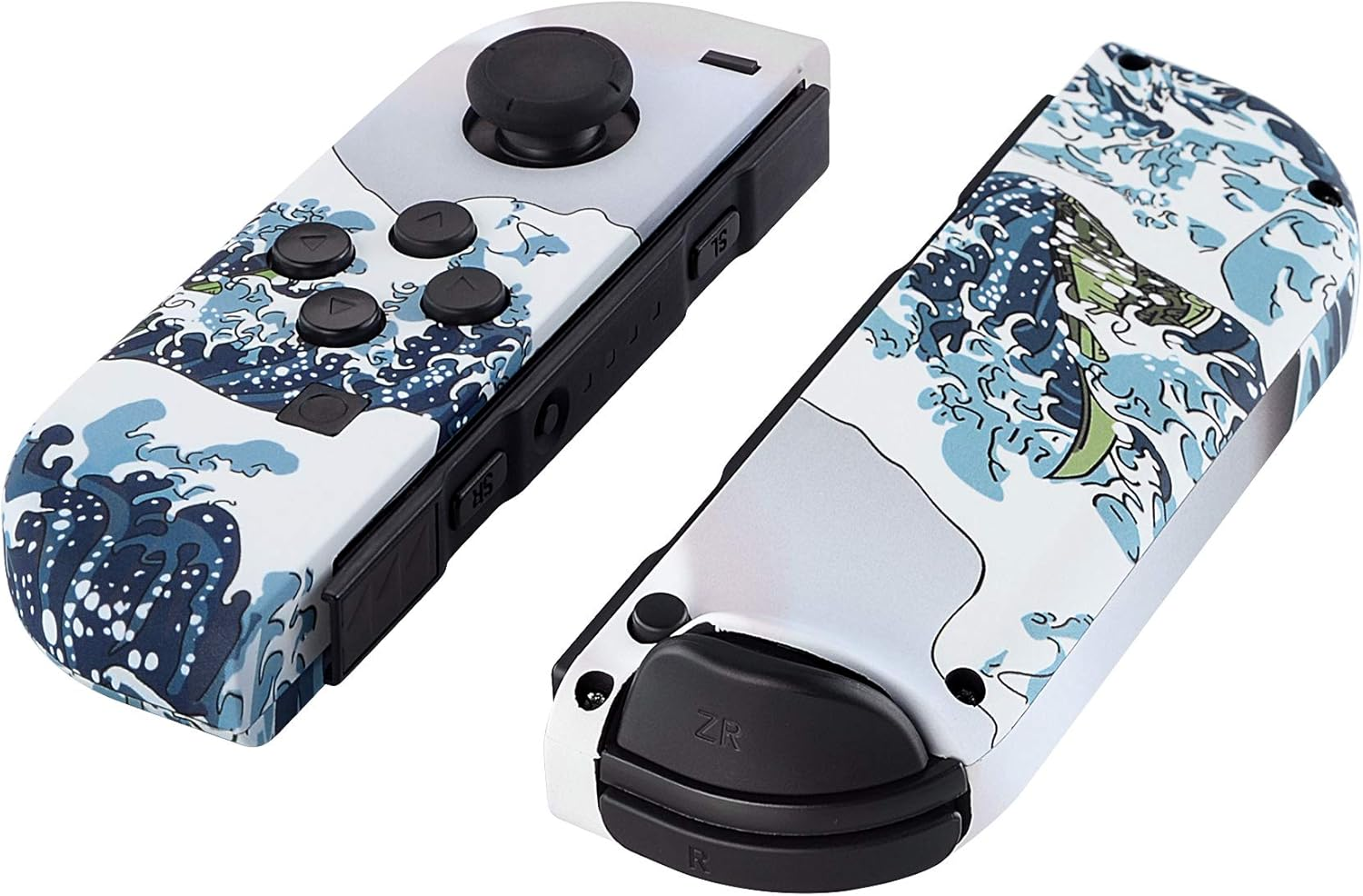 Extremerate the Great Wave Patterned Controller Housing with Full Set Buttons, Soft Touch Grip Replacement Case for Nintendo Switch Joy Con & for Switch OLED Joycon &ndash; Console Shell NOT Included image number 4
