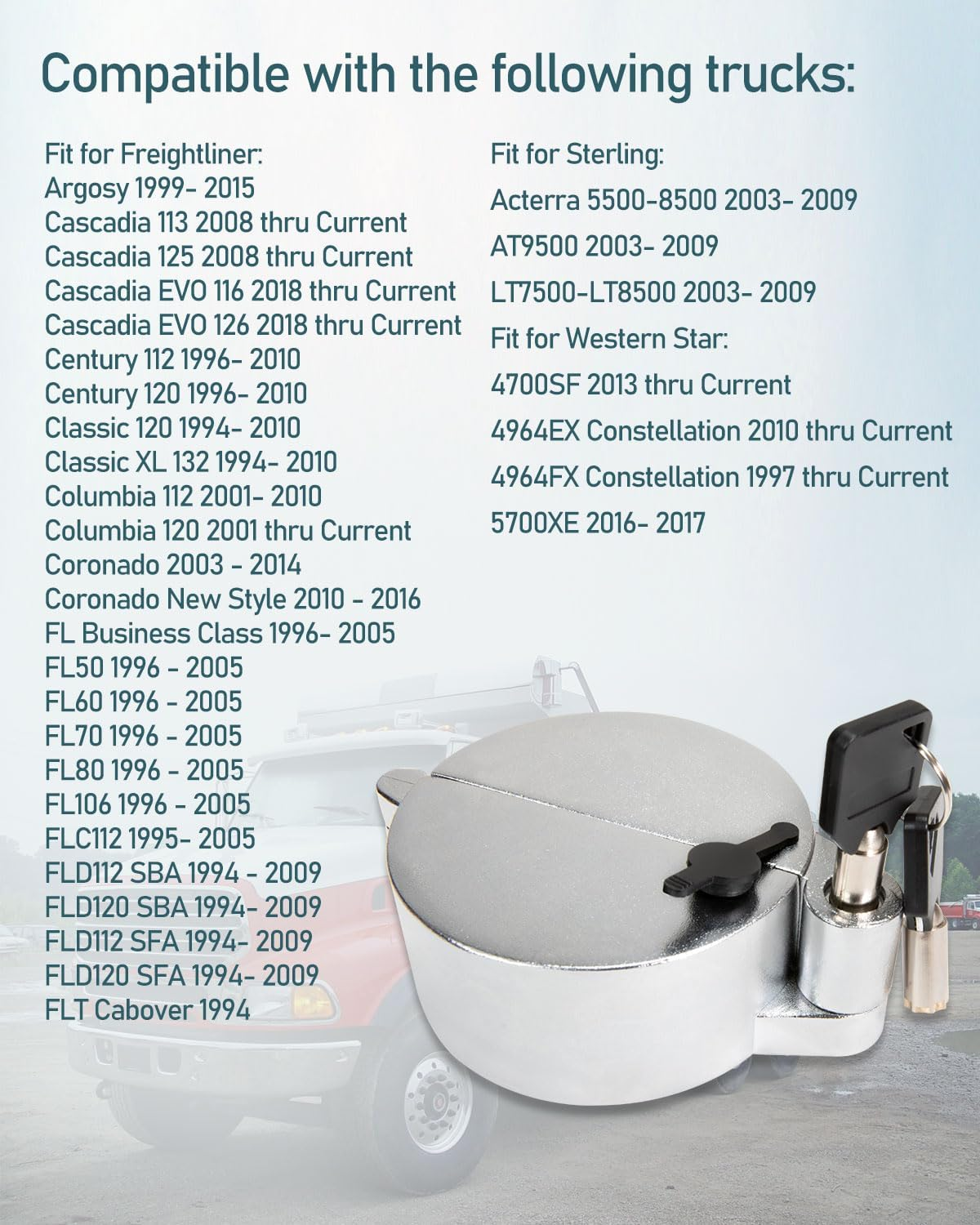 2 PCS Upgrade Semi Truck Locking Fuel Cap Cover, Compatible with Freightliner, Sterling and Western Star Class 8 Trucks image number 1