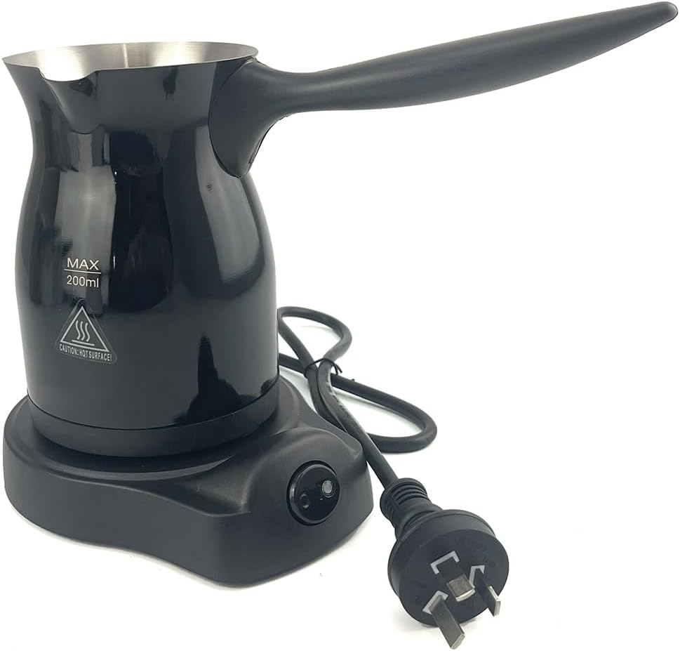 4 Cup Electric Turkish Coffee Pot - Stainless Steel Coffee Maker for Turkish, Arabic/Greek Coffee, Automatic Sensor, Anti-Overflow-Portable Coffee & Tea Machine for Home and Office (Black)