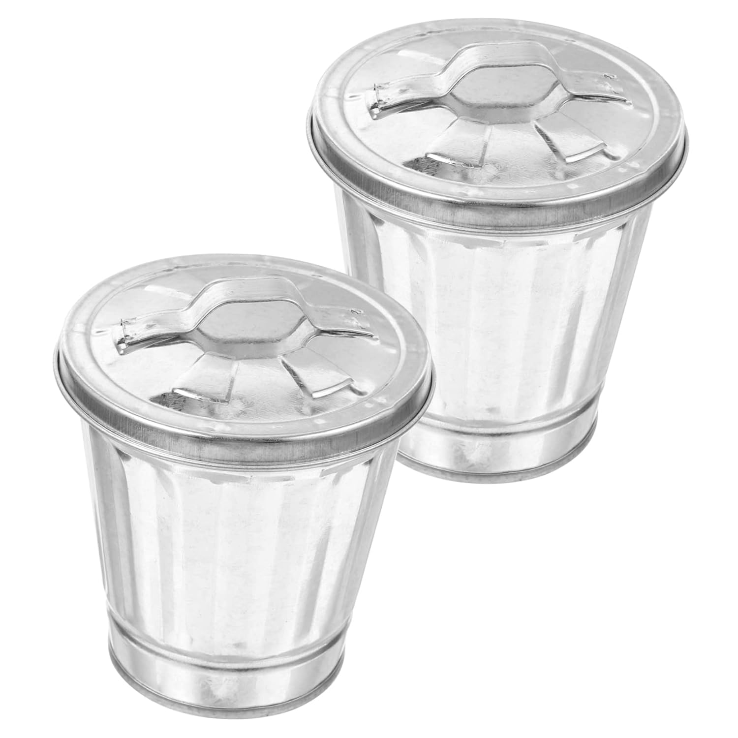2Pcs Desktop Galvanized Iron Trash Can with Lid Waste Bin for Home Office Dorm Heavy Duty Storage Holder for Tidying up Countertops Preventing Odors image number 4