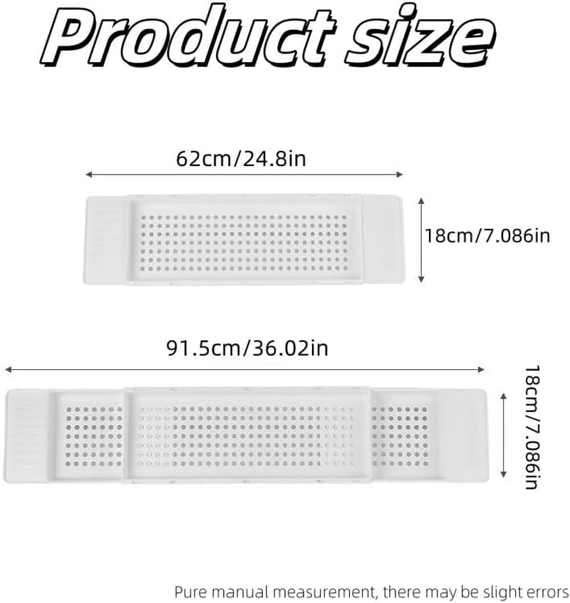 Expandable Drain Bath Shelf Caddy Tray,Clear Plastic Anti-Slip Bath Tub Shelf Caddy Tray,Multifunctional Plastic Bathtub Tray Bathtub Storage Rack for Candle Towel, Book, Wine, Phone, Shower (Black) image number 6