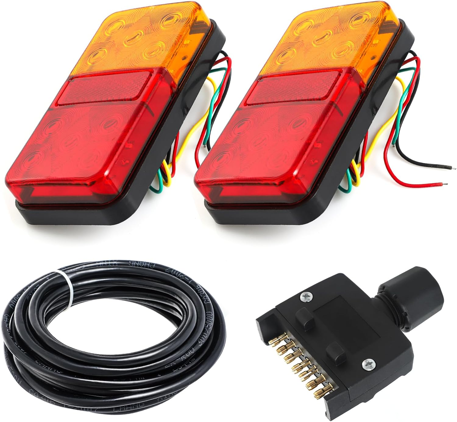 4 Pack 10-LED Trailer Tail Light Kit, 8M 5 Core Cable, 7 Pin Flat Plug for 10-30V UTE Caravan Trailer image number 3