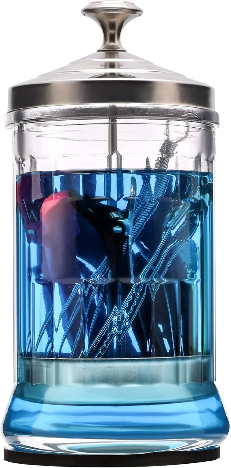 ZIBARBER Glass Disinfectant Jar, 50 Oz Large Sterilizing Jar for Manicure & Pedicure Implements, Salon Barber Tools - 11.7"H X 3.8"W image number 4