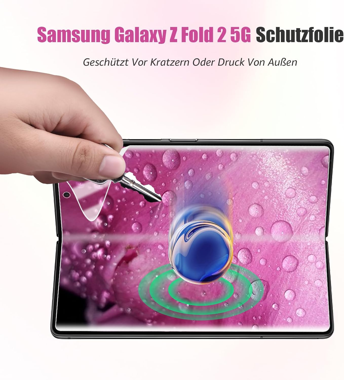 Bodyguard TPU Screen Protector for Samsung Galaxy Z Fold 2 5G, HD Clear Anti-Oil Anti-Dust Anti-Dirt Samsung Z Fold 2 Screen Protector Bumper Z Fold 2 5G Film Pack of 2 + 2 image number 2