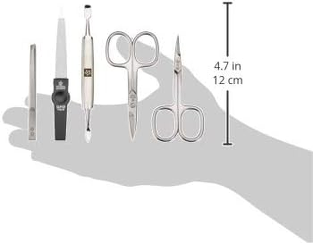 Pfeilring RH 5-Piece Manicure Case Nappa Leather Brown Inox Stuffing in Box