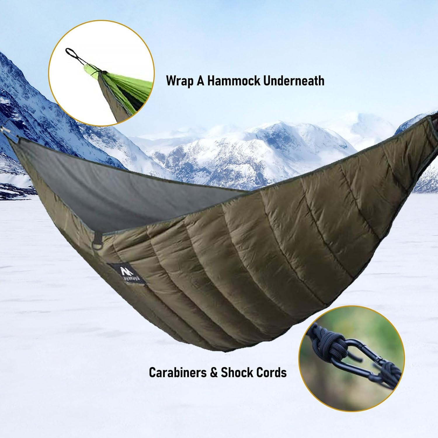 AYAMAYA Ultralight Hammock Underquilt for Camping Backpacking, 3 Season under Quilt UQ for Single Person Hammock Warm under Blanket Sleeping Bag Bottom Insulation - Hammock Camping Essential Gears image number 6