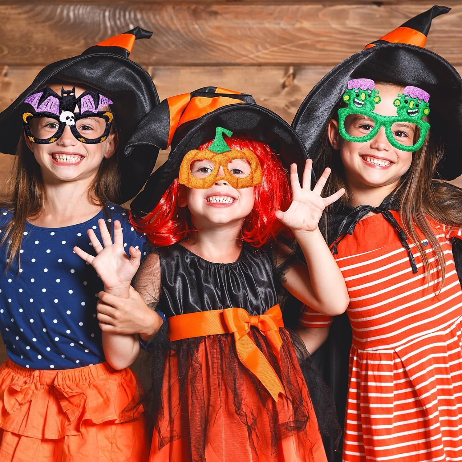 MOTYYA 24Pcs Halloween Party Glasses Bulk Glitter Party Glasses for Kids Halloween Party Favors Halloween Party Supplies Decorations