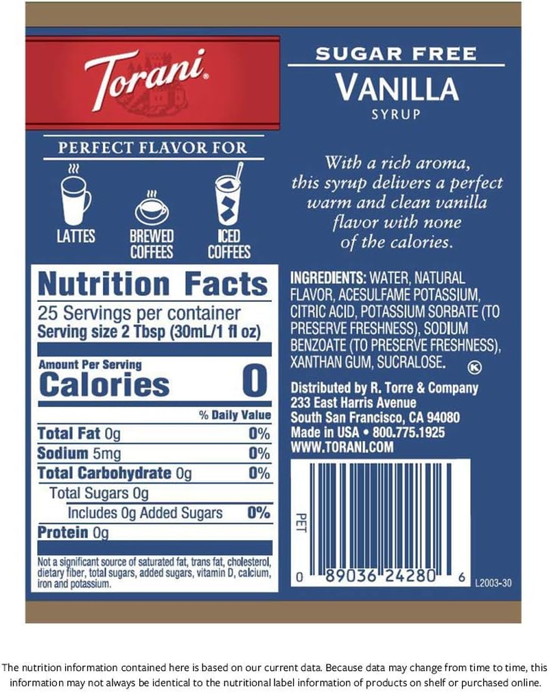 Torani Syrup Bundle, Sugar Free Vanilla and Pump, 25.4 Fl Oz Bottle (Pack of 4) image number 4