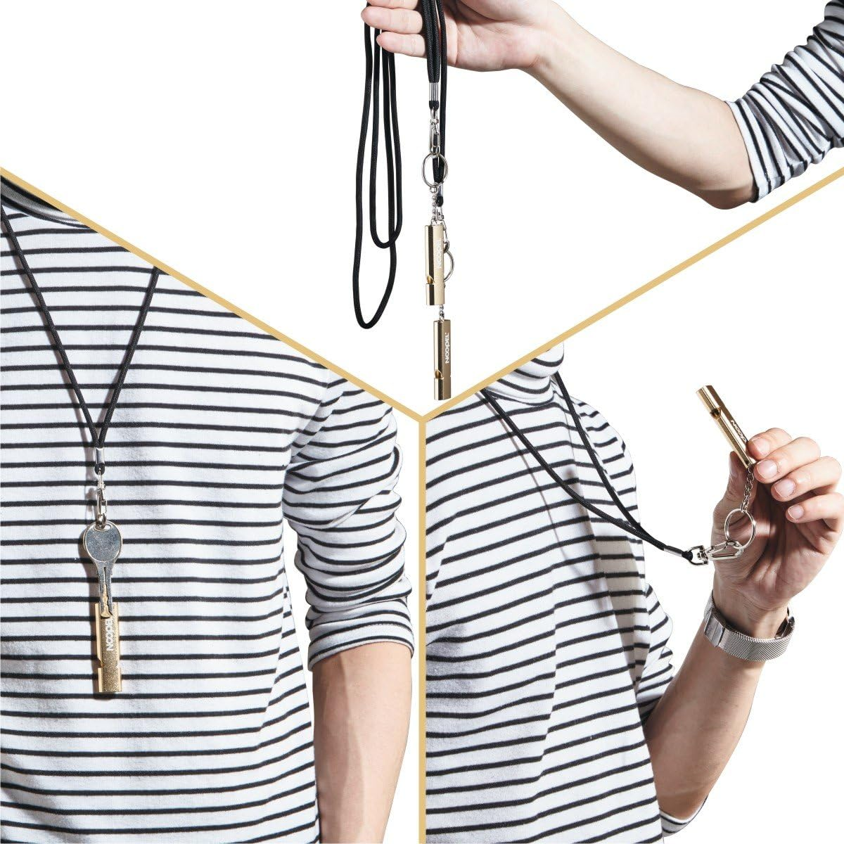 NOOPEL 2 Pack Emergency Whistles High Pitch Double Tubes Survival Lifeguard Whistle Lanyard Keychain Outdoor Camping Hiking Boating Hunting Fishing