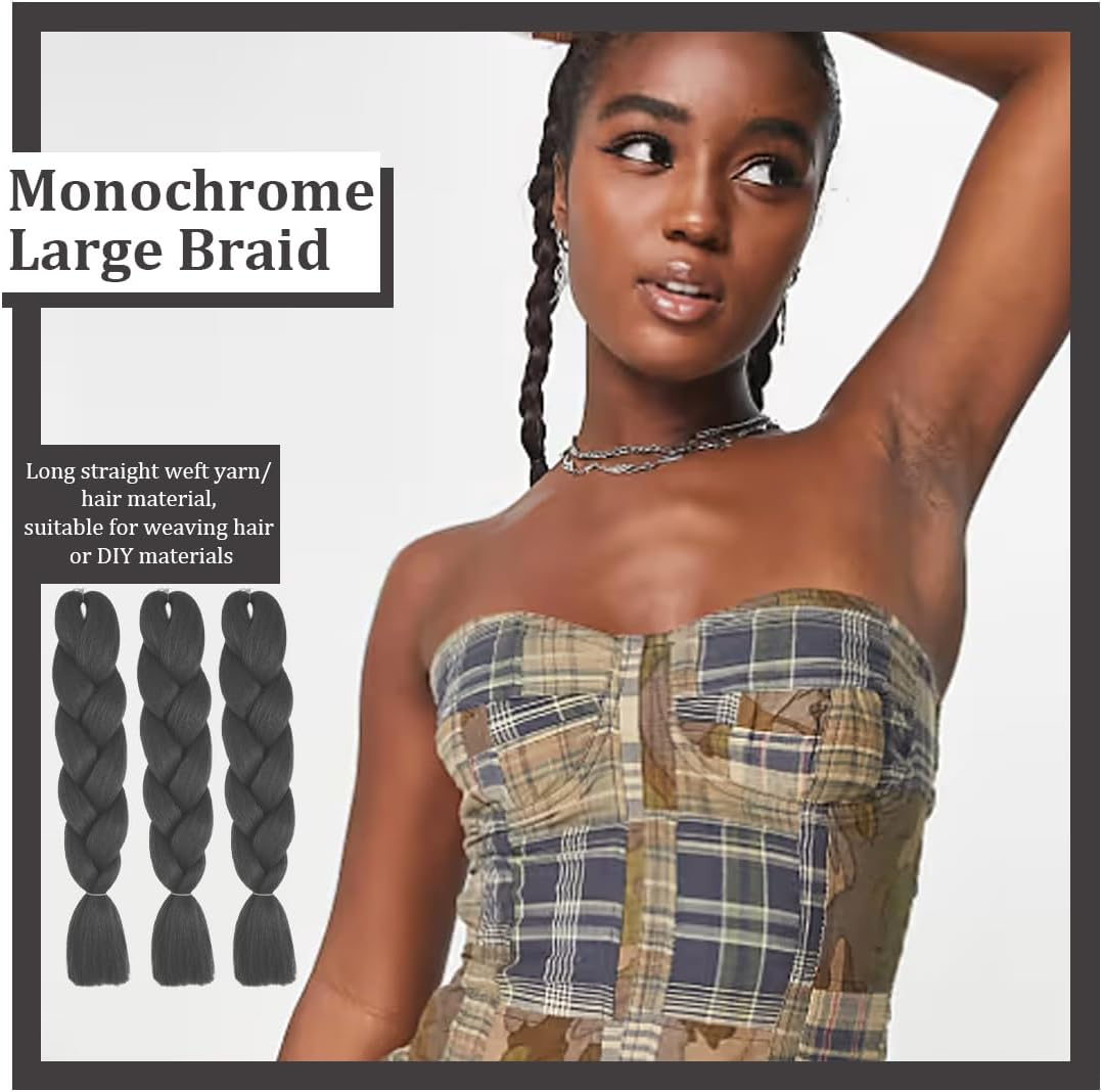 Jumbo Braids Extensions Synthetic Hair 3 Pieces Braids Hair Braids Extensions Synthetic Hair for Braiding 100 G Braids for Braiding Afro Hair image number 1