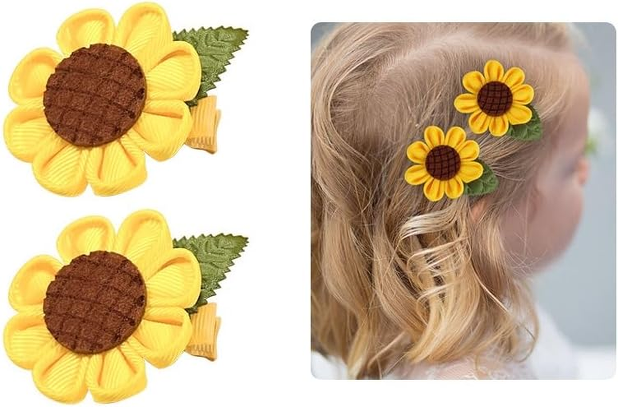 2 Pairs of Sunflower Hair Clips Cute Hair Accessories Flower Hair Barrettes Hairpin Accessories Spring Summer Wedding Birthday Decor (MC3412, 5 * 3.5CM) image number 1