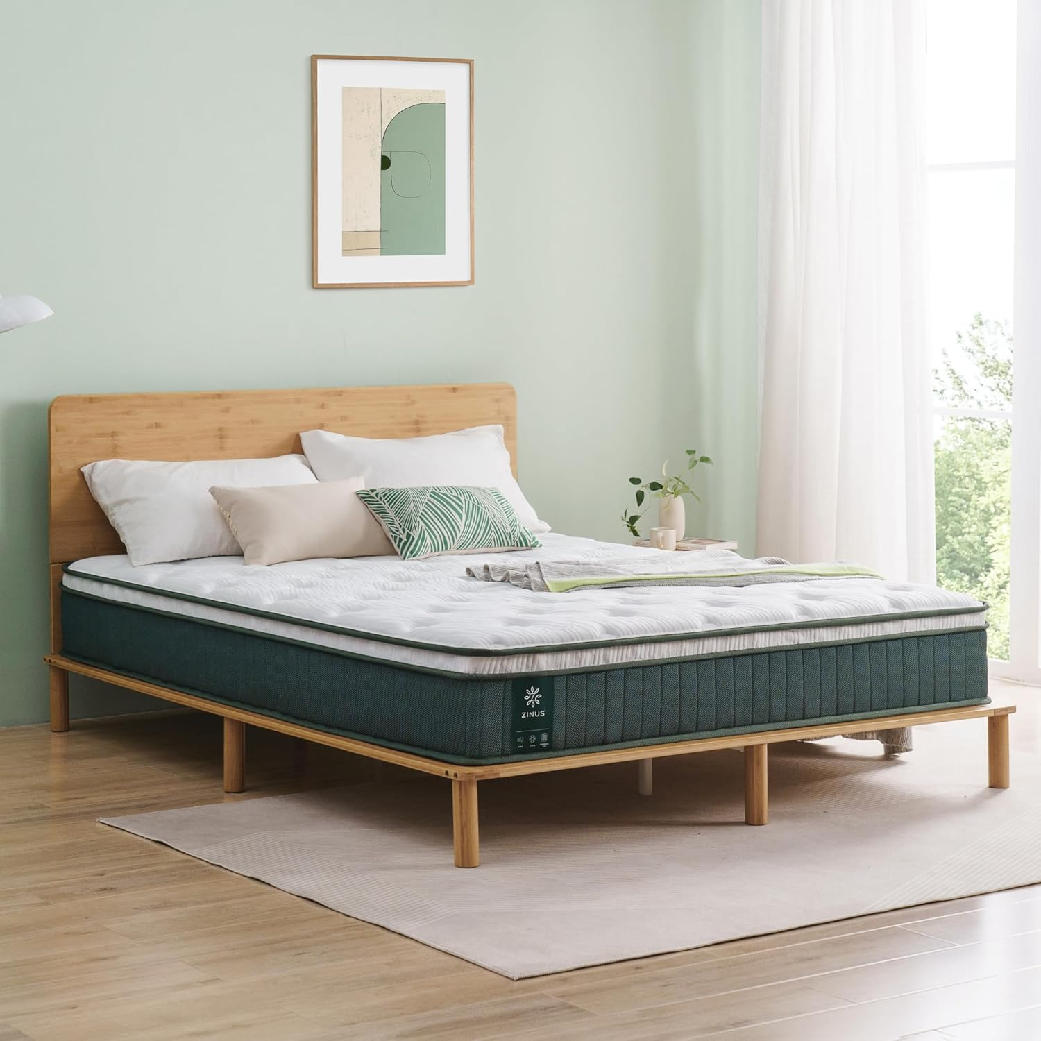 Zinus Queen Cooling Mattress, Green Premium Pocket Spring Euro Top 25Cm image number 6