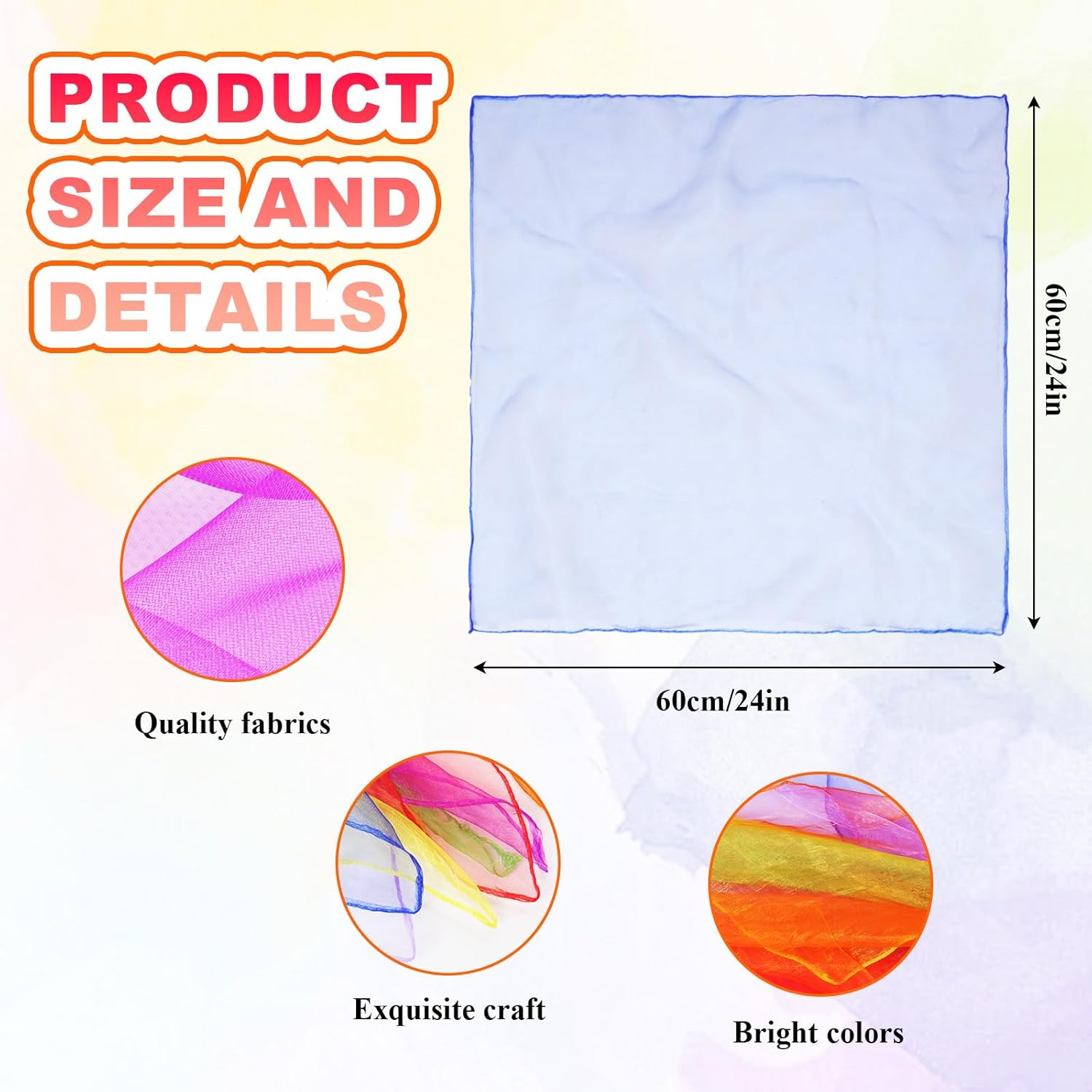 28 Pcs Juggling Scarves Square Dance Scarves Silk Scarve for Kids Toddlers Dance Music Scarfs Performance Props Musical Accessories 7 Colors (Multicolor) image number 6