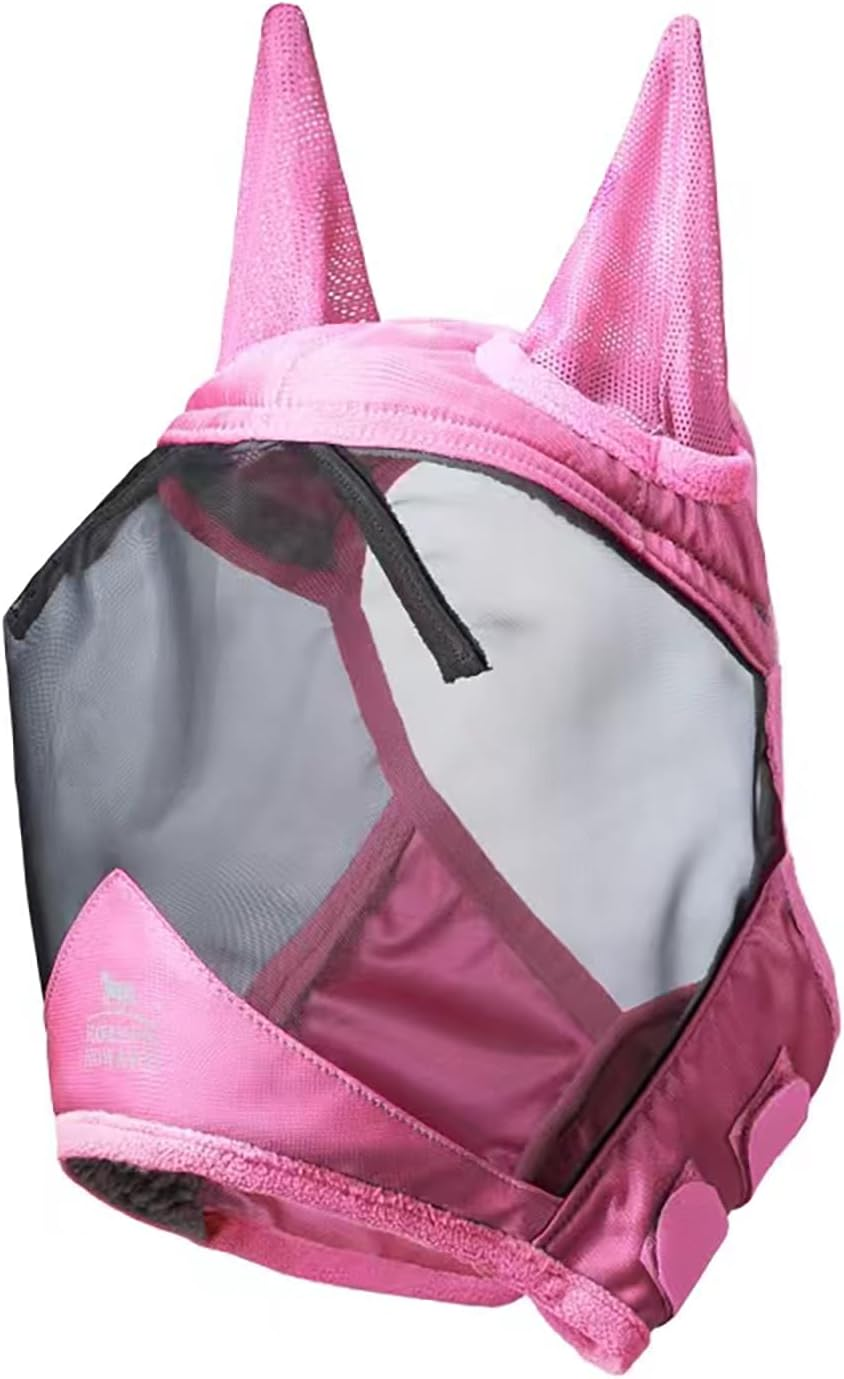 Harrison Howard Caremaster Pro Luminous Horse Fly Mask Large Eye Space Standard with Ears UV Protection for Horse Light Pink Full Size image number 2