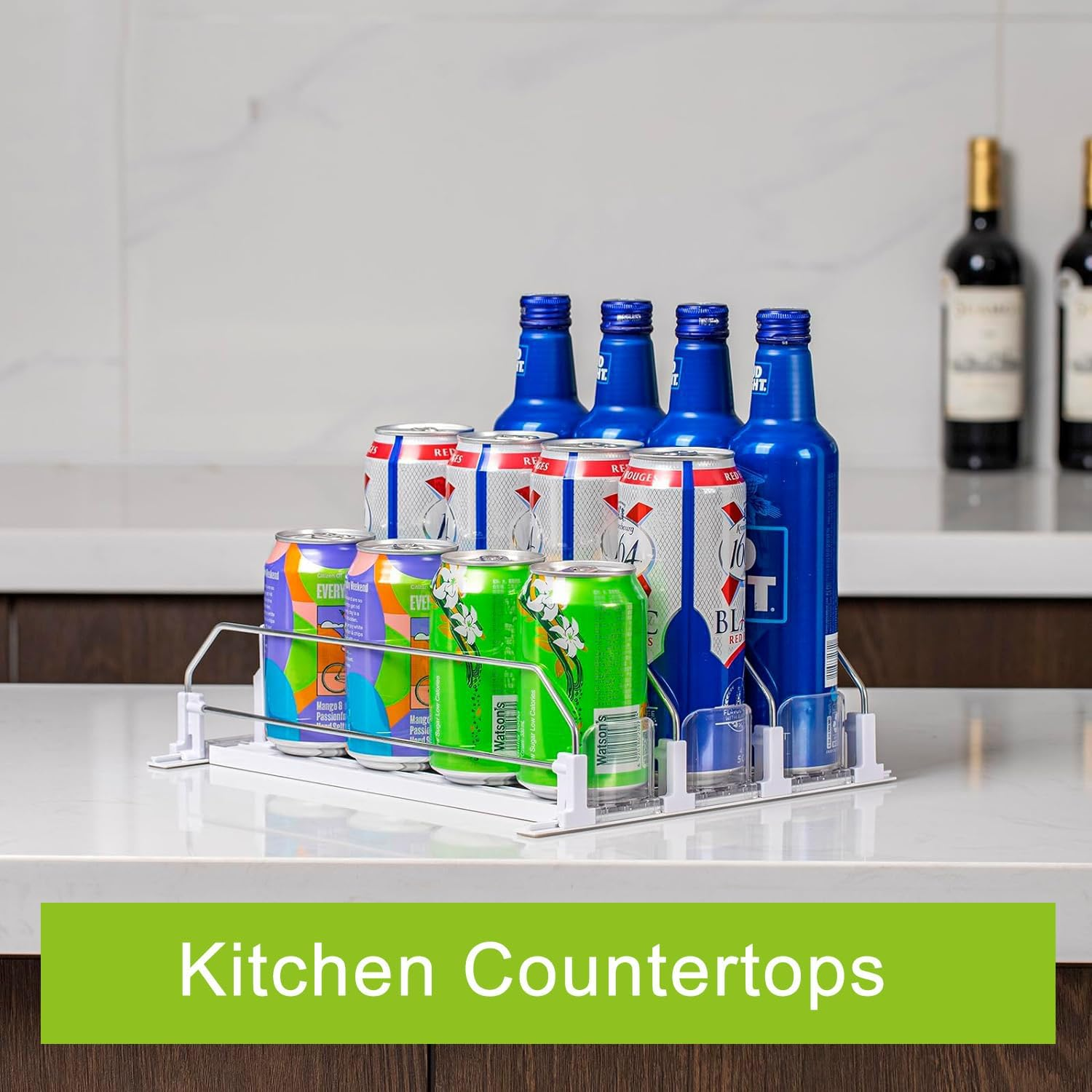 Mtxorvix Drink Organizer for Fridge, 5 Rows Soda Can Dispenser for Refrigerator, Automatic Glide Organizer for Refrigerator, Width Adjustable Drink Dispenser, Self - Pushing Soda Can Dispenser (White) image number 2