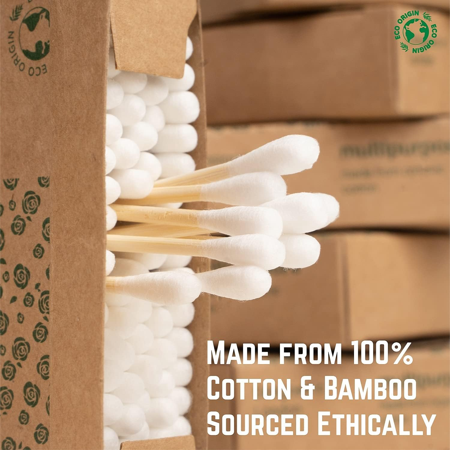 400 Bamboo Cotton Buds |100% Eco-Friendly Biodegradable | Cotton Wool Buds | Compostable Bamboo Earbuds | Recycled Plastic Free Packaging | Cotton Buds Bamboo | Cotton Ear Buds | 400 X Ear Buds Cotton image number 4