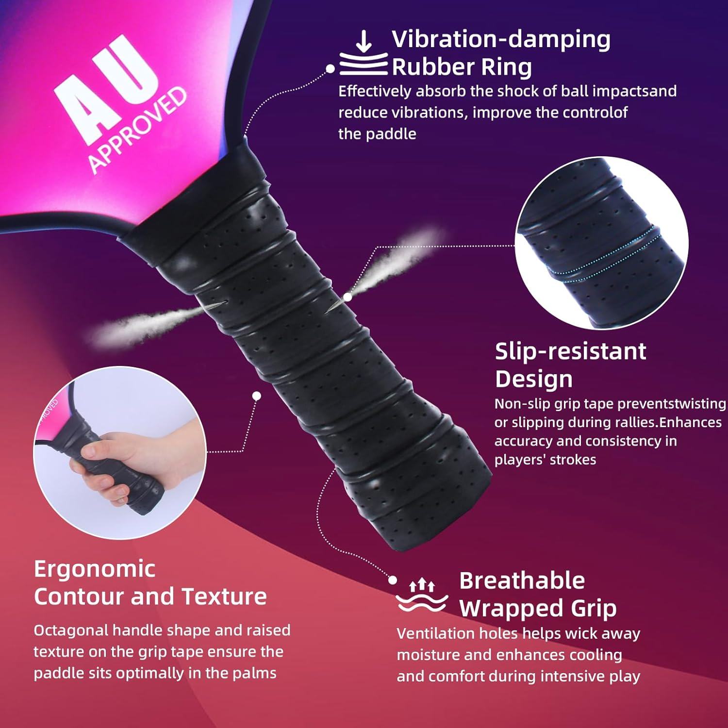 Pickleball Paddle, USAPA Approved Pickle Ball Paddles, Premium Fiberglass Face & Honeycomb Core, 7.8Oz Lightweight Pickleball Racket for Men/Women - Color C image number 4