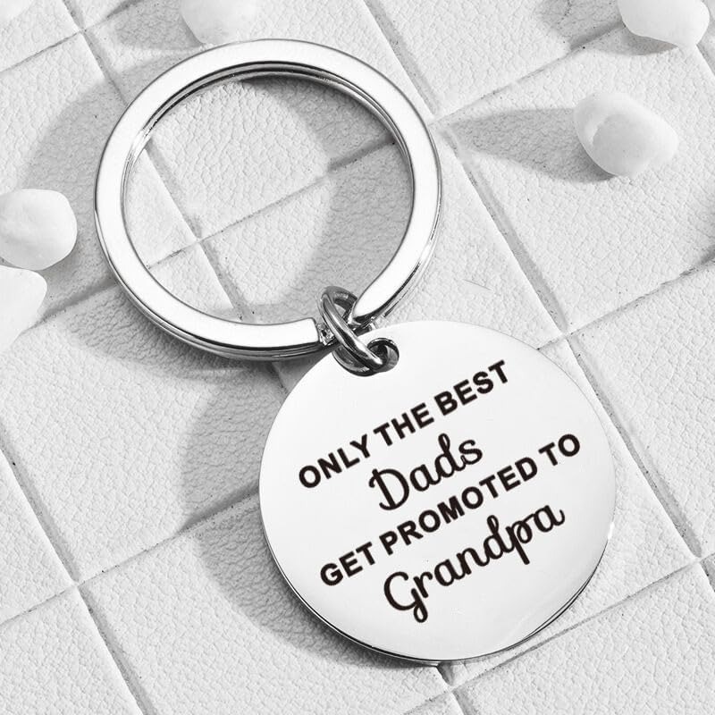 Christmas Birthday Gifts for New Grandpa - Only the Best Dads Get Promoted to Grandpa Keychain - First Time Papa Fathers Day Gift image number 3