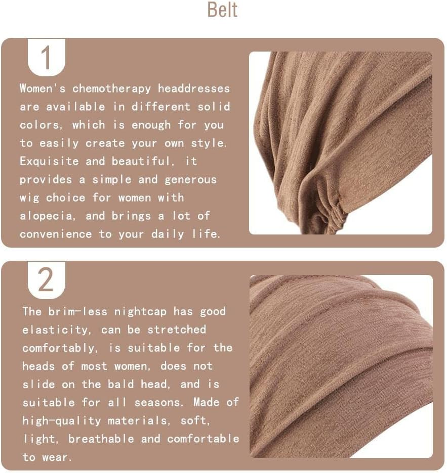 Cancer Headwear for Women Elastic Comfortable Stretchy Hats Gifts Christmas Wearing Supplies, Coffee image number 2