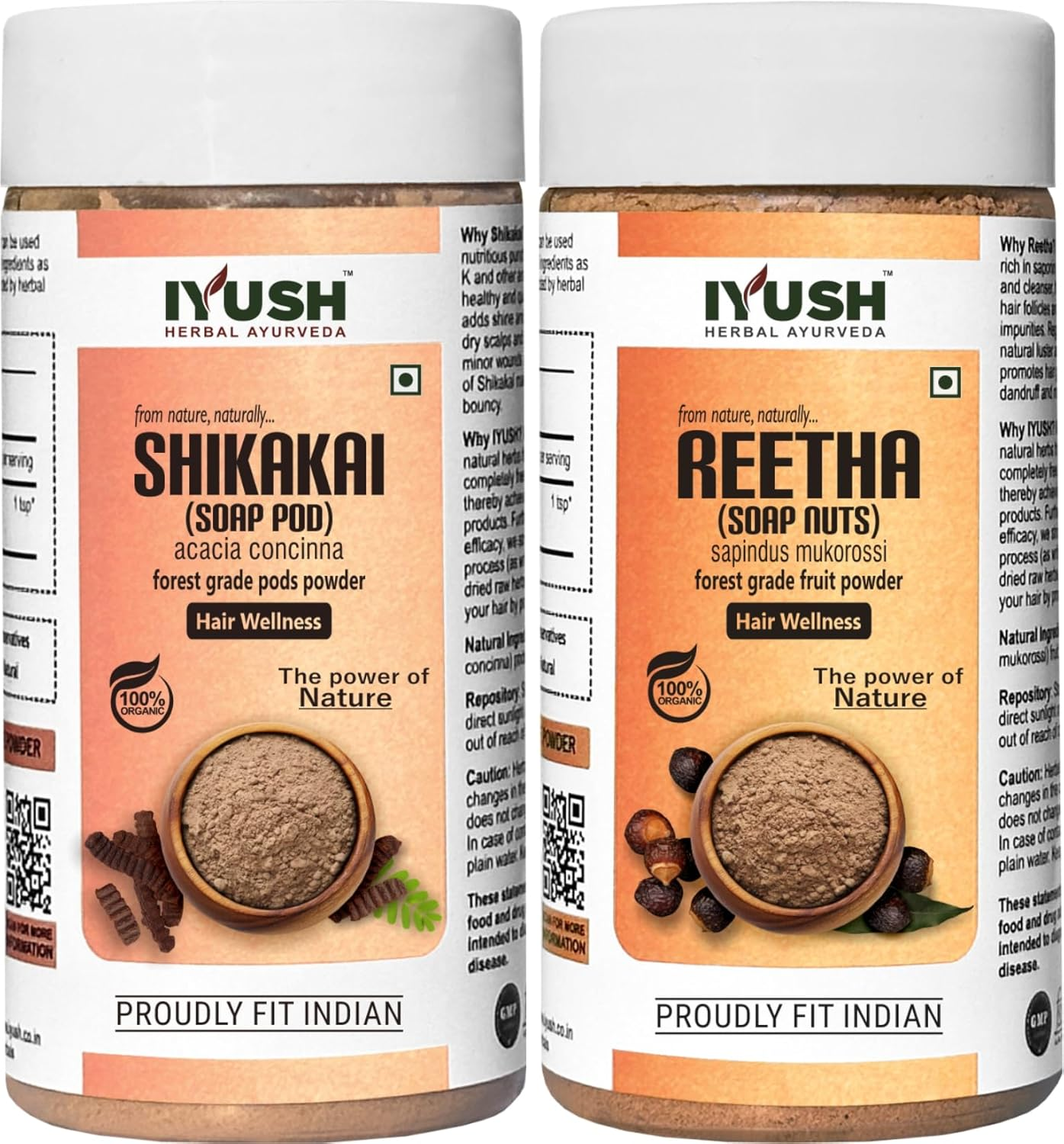IYUSH Herbal Ayurveda Reetha Powder and Shikakai Powder for Hair Growth &ndash; 200Gm | Hair Mask for Dry and Frizzy Hair | Hair Volume Powder | Herbal Hair Wash Powder | Hair Powder | 100Gm Each image number 6