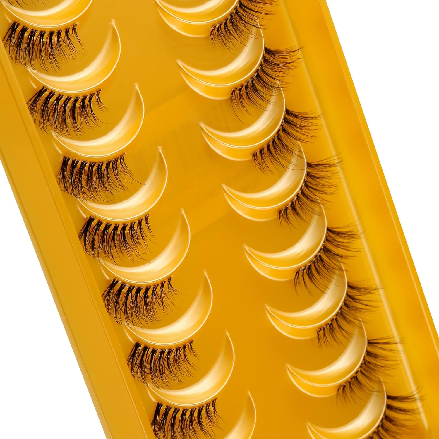 Clear Band Half False Eyelashes Natural Look Wispy Cat Eye Short Fake Lashes Russian Strip Lashes D/DD Curl Natural Faux Mink Eye Lashes(Azm01) image number 2