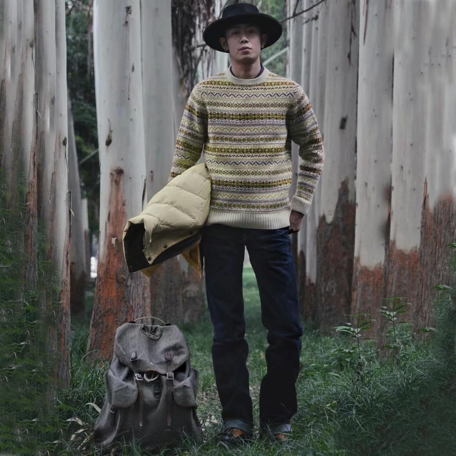 HEYANN Classic Wide Brim Fedora Hat Men Women Wool Felt Fedora Jazz Hat Retro Panama Fedora Hats Gentleman Jazz Cap with Belt Buckle for Beach Party image number 2