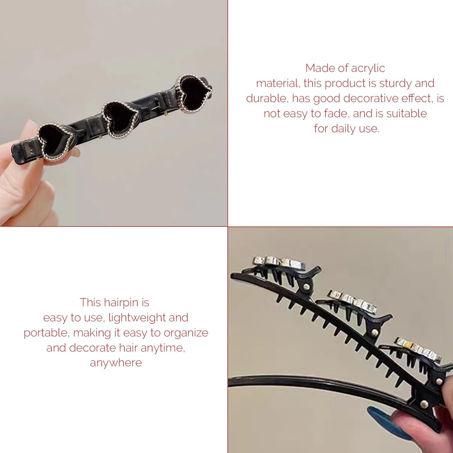 8 Metal Hair Pins, Broken Hair Clips, Fashionable Side Decoration Hairpin, Solid Hair Accessories, Daily Pendulum Collocation image number 3