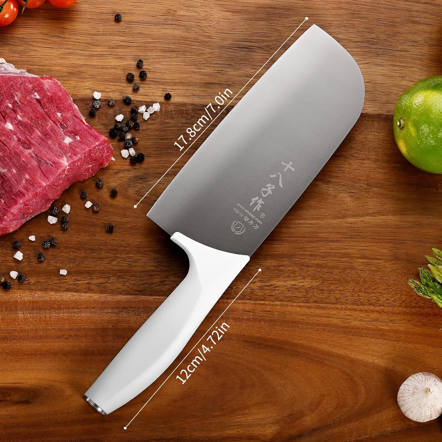 SHI BA ZI ZUO Meat Knife High Carbon Steel Chef Knife for Effortless Cutting and Slicing,Professional Kitchen Knife with Anti-Slip Plastic Handle image number 4