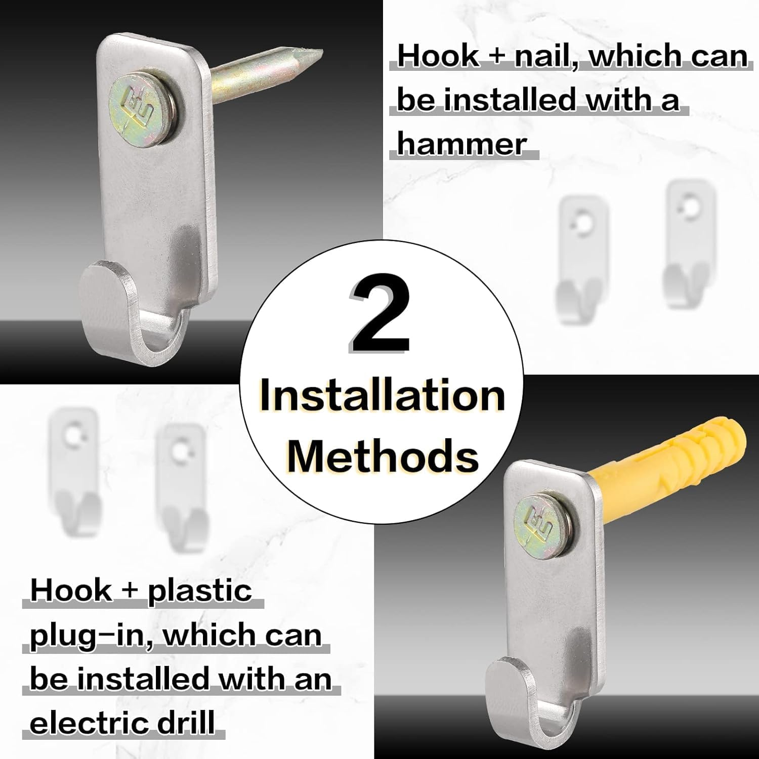 Songholee 16 Pack Heavy Duty 304 Stainless Steel Wall Mounted Mini J Wall Hooks for Picture Frames and Mirror Hanging Hardware with Screws