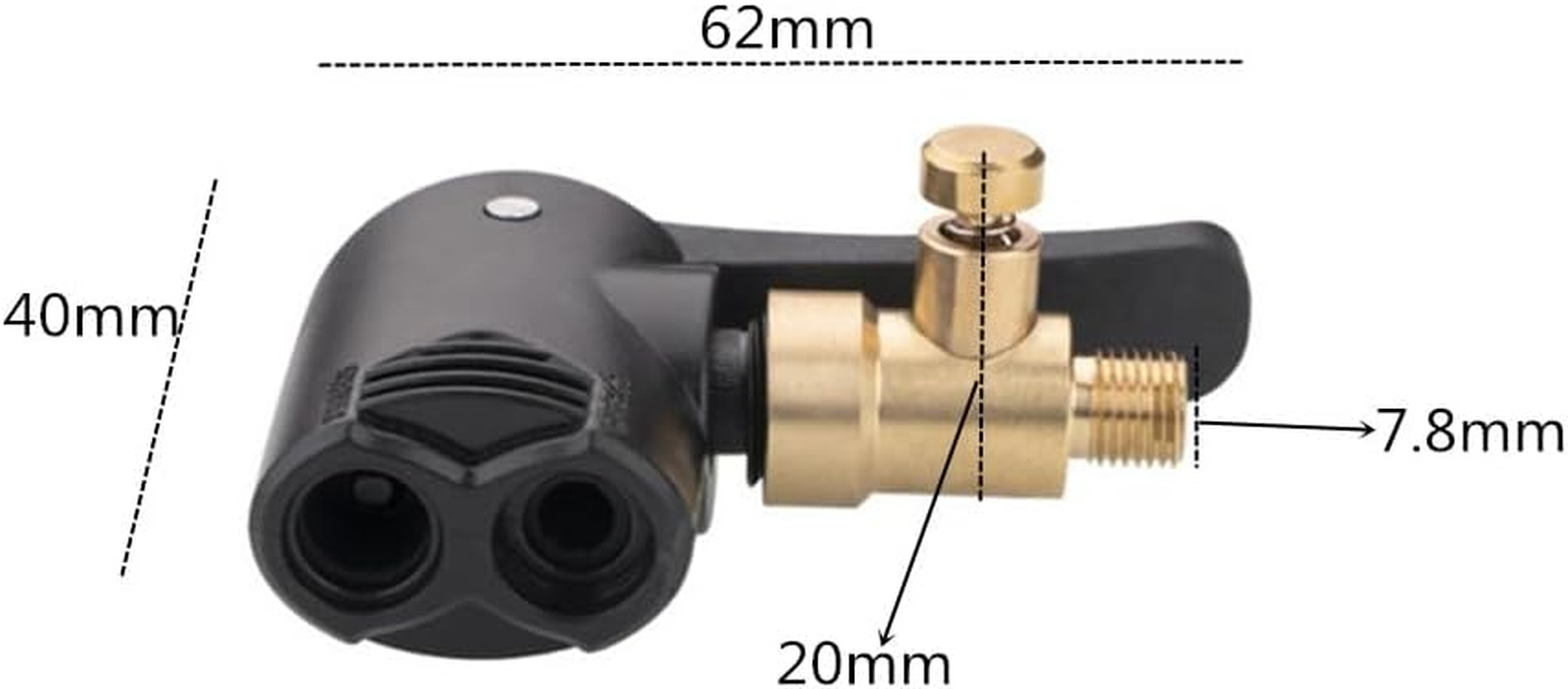 Double Pump Head Dual Nozzle Presta Schrader Valve Thread Connector Tire Air Inflator Replacement Mouth Adapter with Extension Horse Tube, Pump Valve Adapter for Bicycles and Electric Bicycles image number 1