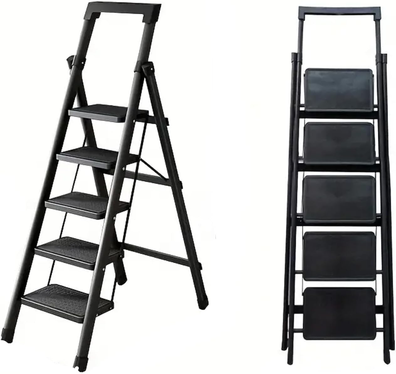 5 Step Ladder, Folding Step Stool with Wide Anti-Slip Pedal,Portable Lightweight Ladder with Tool Tray, for Home,Kitchen, Garden and Office, Holds up to 330Lbs image number 6