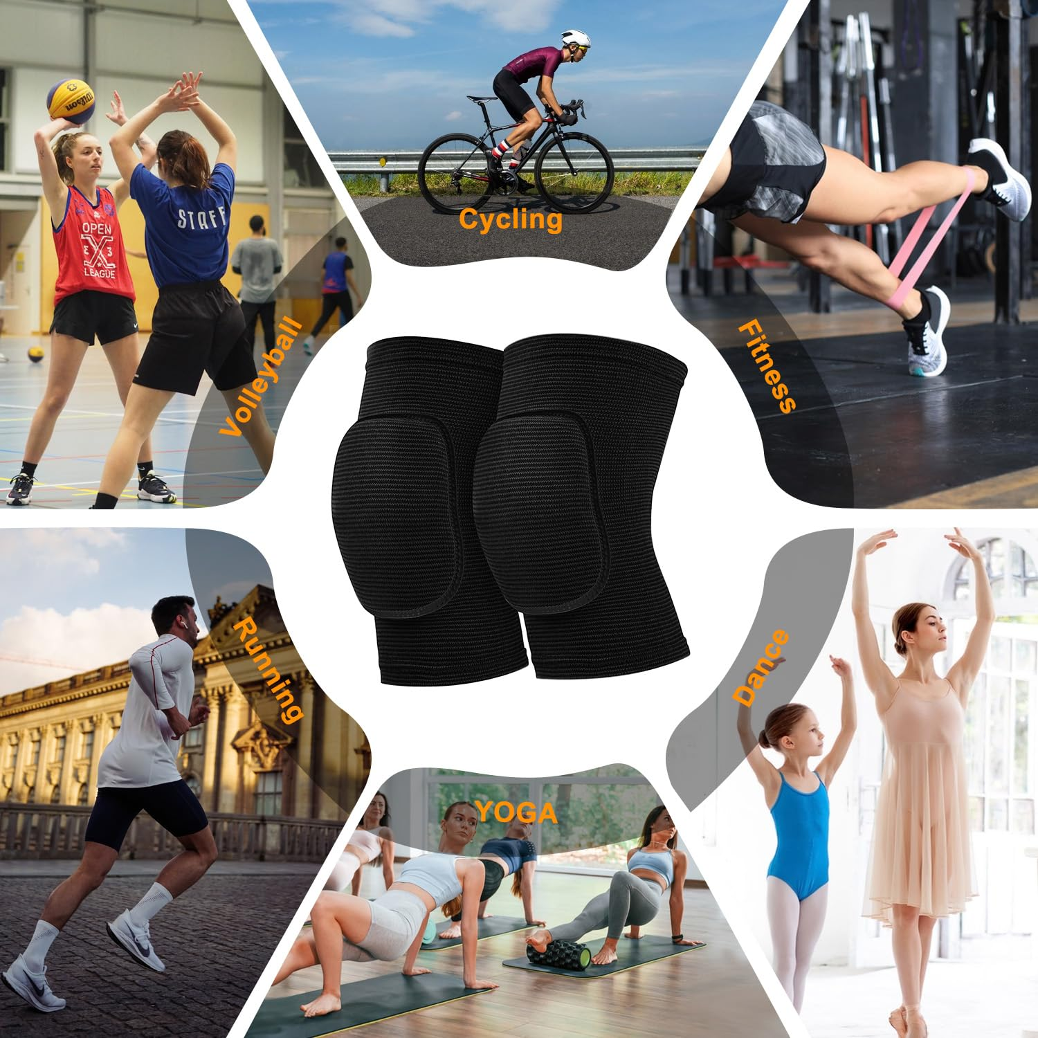 Volleyball Knee Pads for Dancers, Soft Breathable Knee Pads for Men Women Kids Knees Protective, Knee Brace for Volleyball Football Dance Yoga Tennis Running Cycling Workout Climbing image number 4