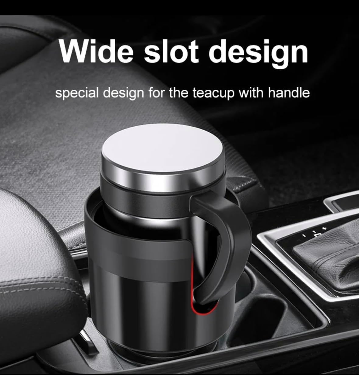 Car Cup Holder Expander - Fits Hydro Flasks 32/40 Oz, Nalgene, Yeti & Large Bottles up to 3.8 Inches Wide - for Car up to 3.2 Inches Wide (Black (Expandable Base)) image number 2