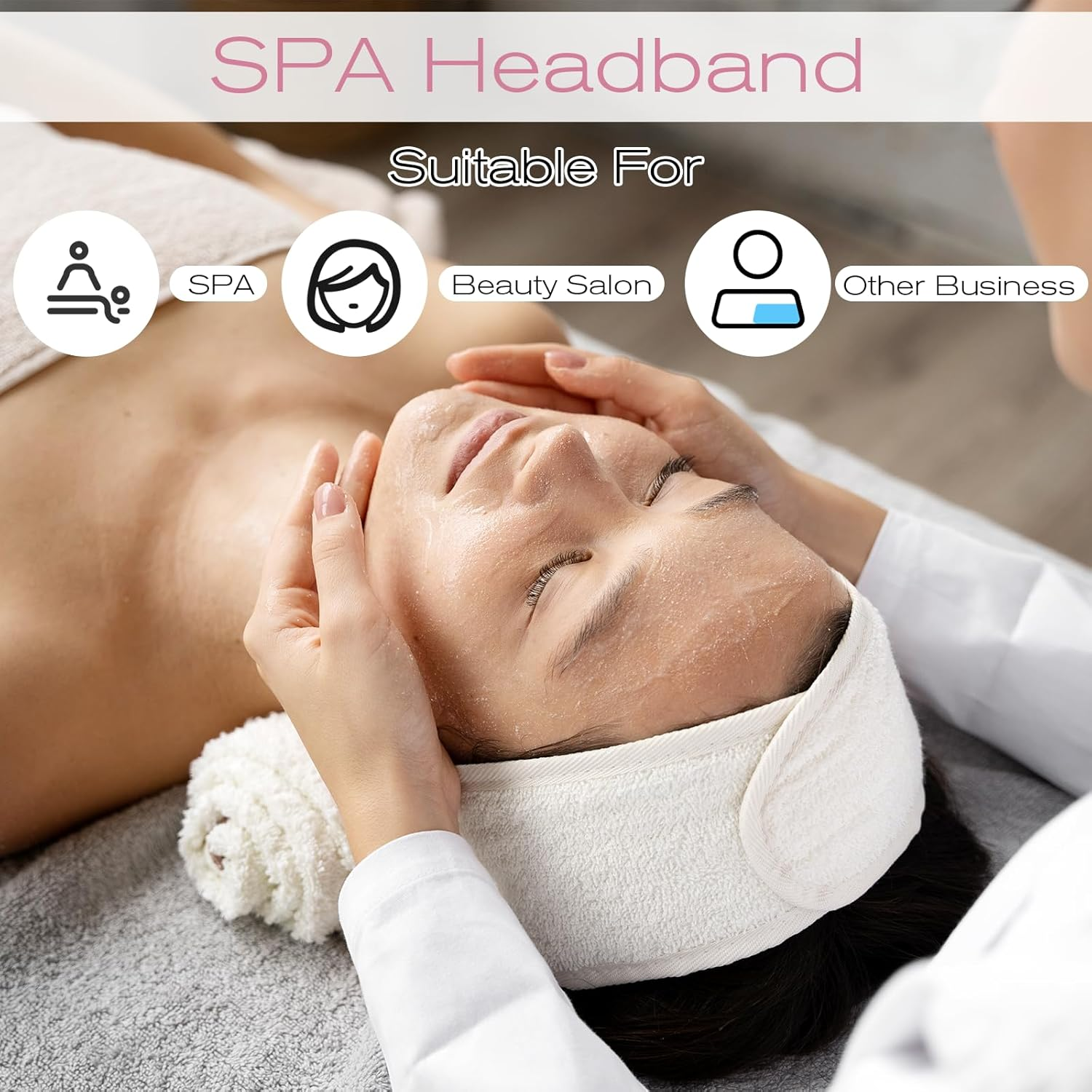 YBEATY Pack of 4 Face Spa Headbands Adjustable Non-Slip Terry Cloth Soft Stretchy Sweat Towel Hair Towel Face Wash Make up Headband for Women Shower Sports Yoga image number 1