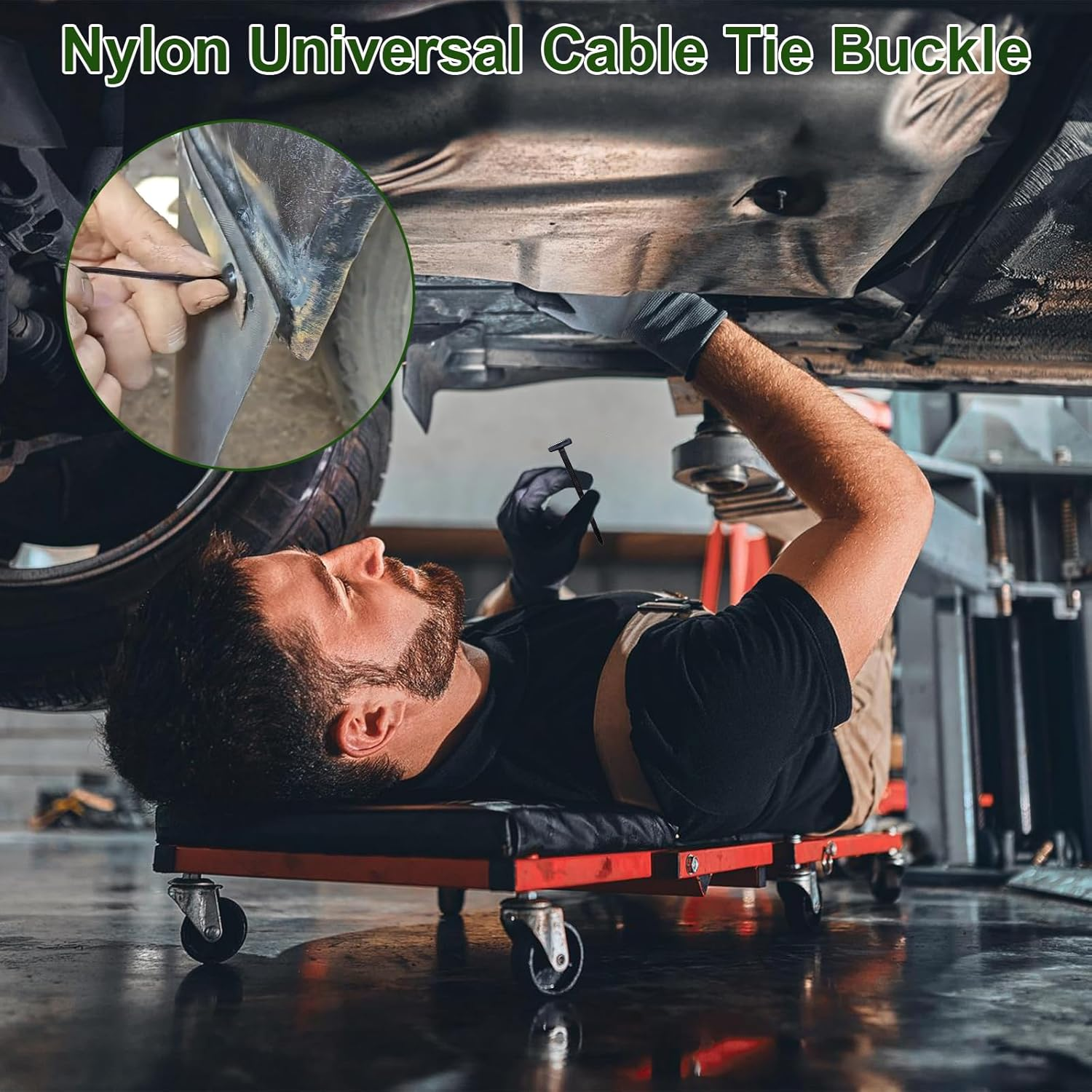 100PCS Nylon Universal Cable Tie Buckle, Zip Ties Heavy Duty with Pin & Button Design, Car Daily Repair, Applicable Toengine Lower Guard Plates, Fender Linings, Fenders, Trunkclips (100) - 200 image number 4